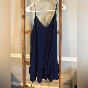 Navy blue dress, thin material, worn once!